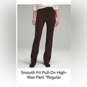 lululemon athletica espresso smooth fit pull on high-rise pant, Size 8